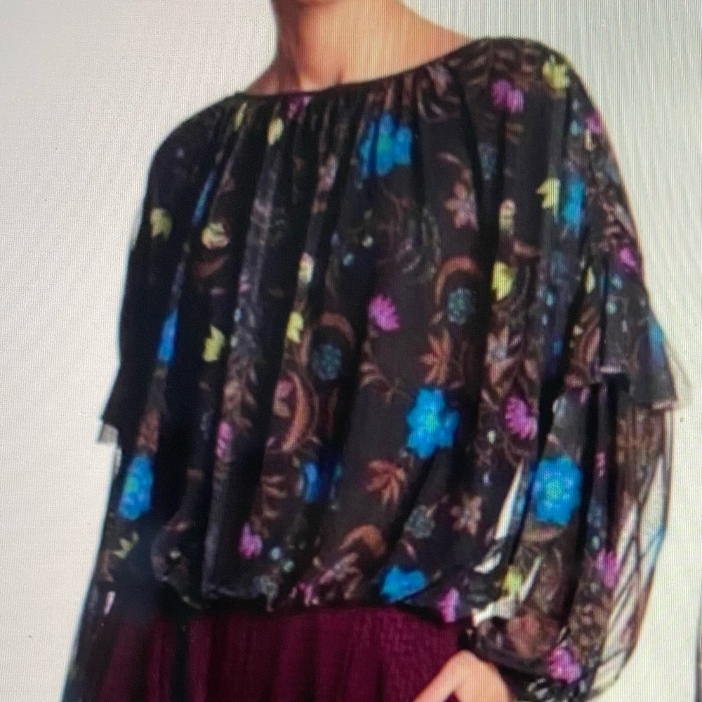 Free People Floral Blouse Sz XS